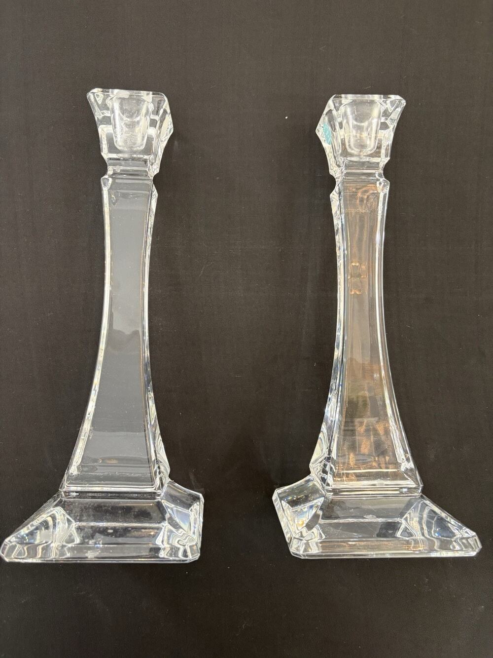 Tiffany & Co Crystal Candlesticks Pair Made in Slovenia